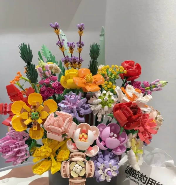 Set de Flores de construcción tipo LEGO para Ramos
